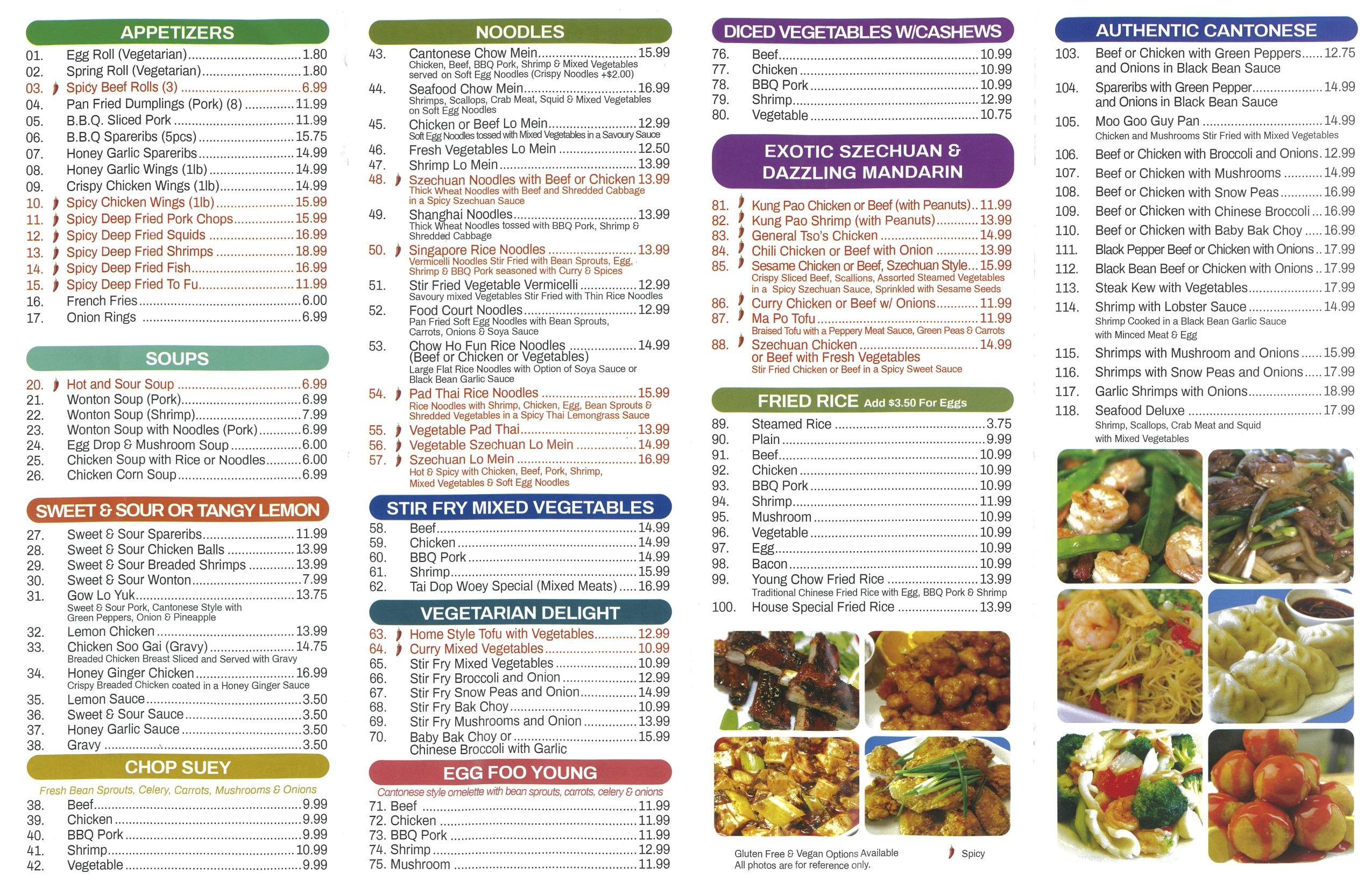 Takeout menu